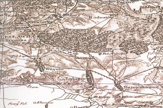 Mapa okolicy Wójcina